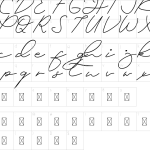Mapa de caracteres da fonte Dreamy Melodies Font