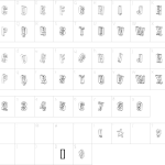 Mapa de caracteres da fonte DreiDee Sketches Font