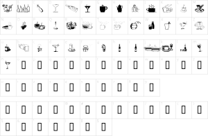 Mapa de caracteres da fonte Drinks Various Font