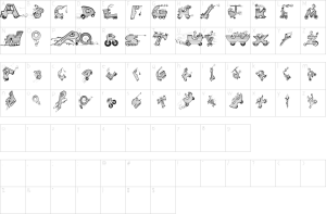 Mapa de caracteres da fonte Drivers Font