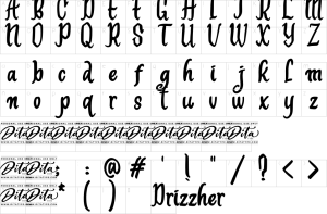 Mapa de caracteres da fonte Drizzher Font