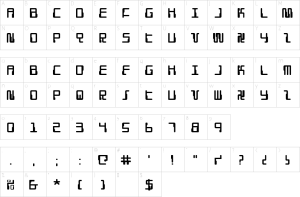 Mapa de caracteres da fonte Droid Lover Font