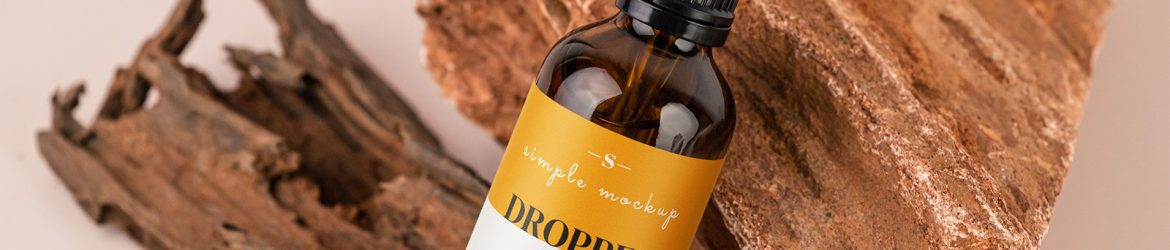 Dropper bottle on the rock mockup Dropper bottle on the rock mockup