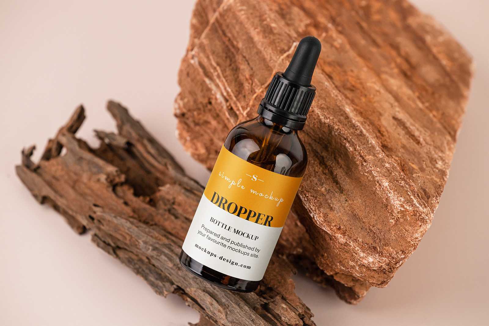 Dropper bottle on the rock mockup