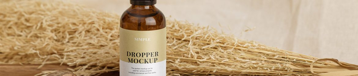 Dropper bottle with essential oil mockup
