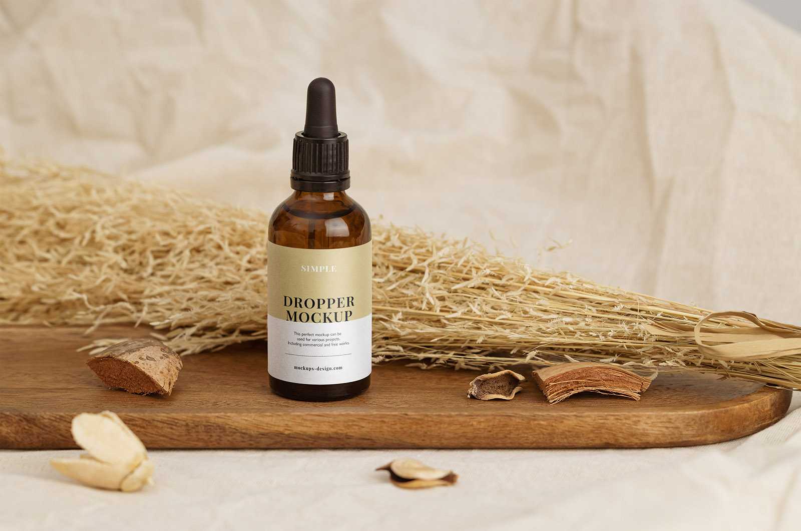 Dropper bottle with essential oil mockup