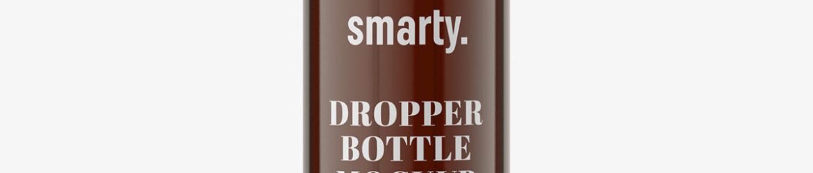 Dropper bottle with silver ring mockup / amber Dropper bottle with silver ring mockup / amber