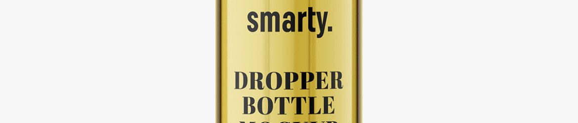 Dropper bottle with silver ring mockup / transparent