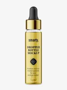 Dropper bottle with silver ring mockup / transparent