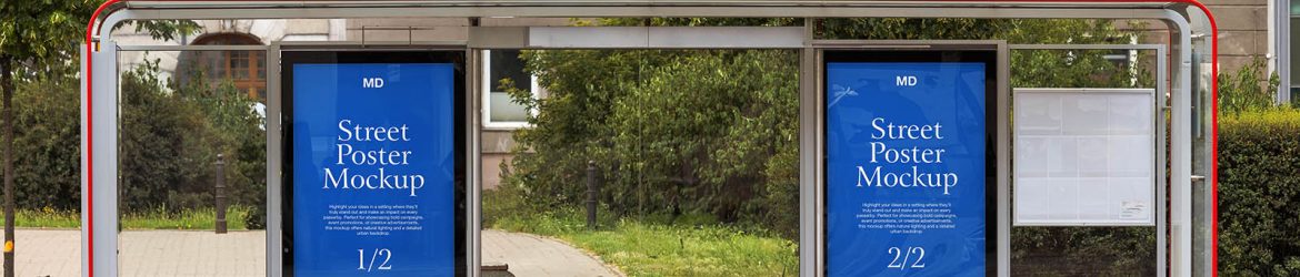Dual bus stop posters mockup