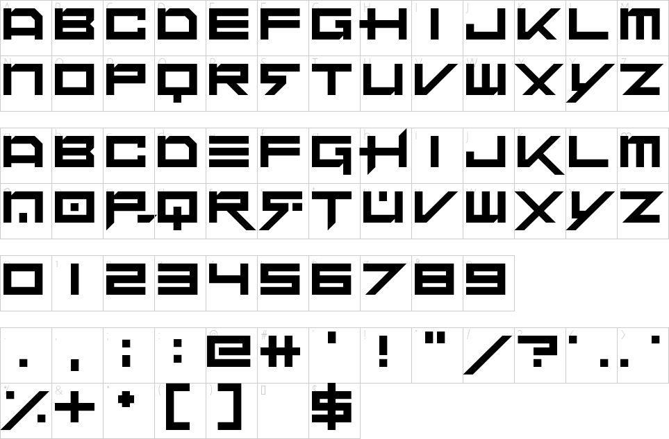 Mapa de caracteres da fonte Dubstep Heroes Font