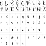 Mapa de caracteres da fonte Duck Font