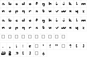 Mapa de caracteres da fonte Dust Mites Font