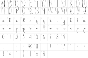 Mapa de caracteres da fonte Dusting Font
