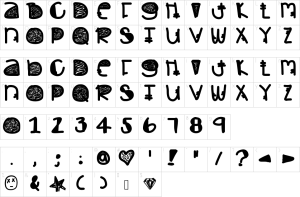 Mapa de caracteres da fonte Dynamite Font