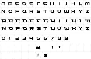 Mapa de caracteres da fonte Dynatecha Font
