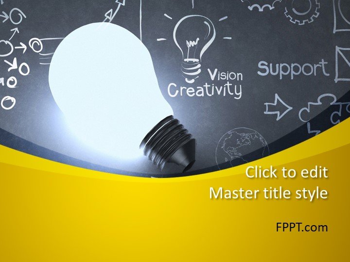 Education Chalkboard & Light Bulb PowerPoint Template