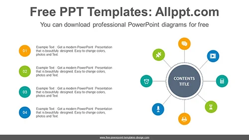 Eight radial circles PowerPoint Diagram Template