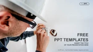 Electrician working at plug socket PowerPoint Templates