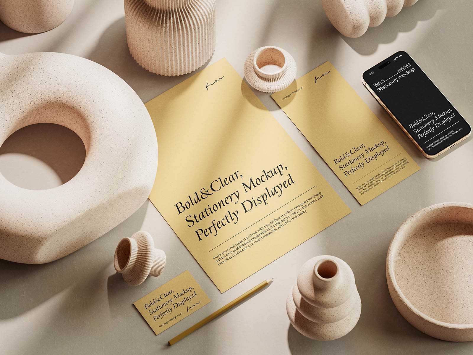Elegant stationery mockup set