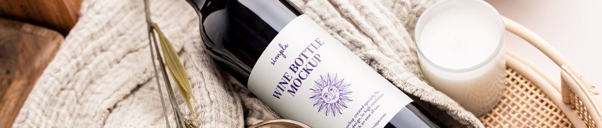 Elegant wine bottle mockup