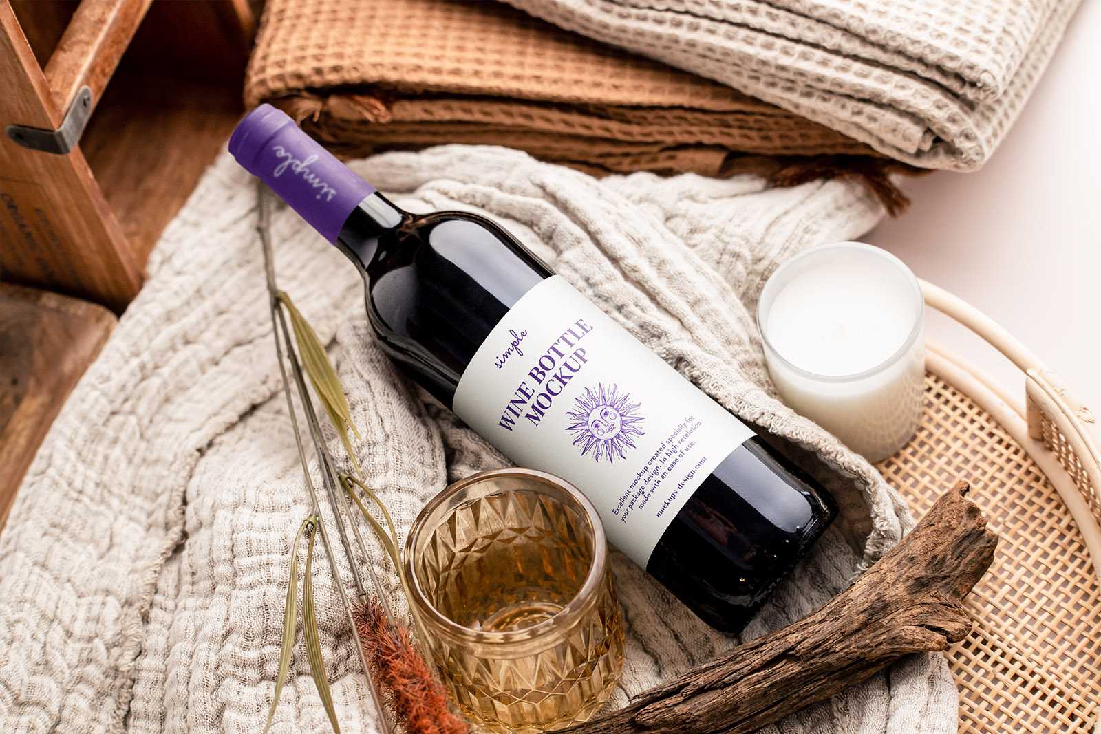 Elegant wine bottle mockup