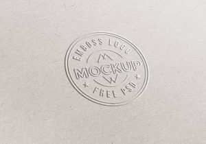 Emboss Paper Logo Mockup PSD