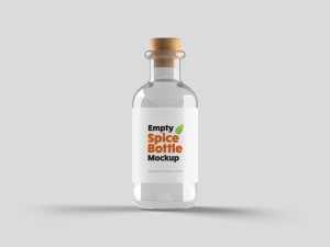 Empty Clear Spice Bottle With Cork Mockup