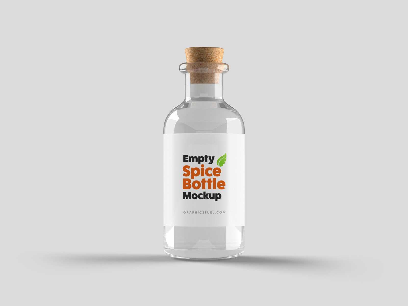 Empty Clear Spice Bottle With Cork Mockup