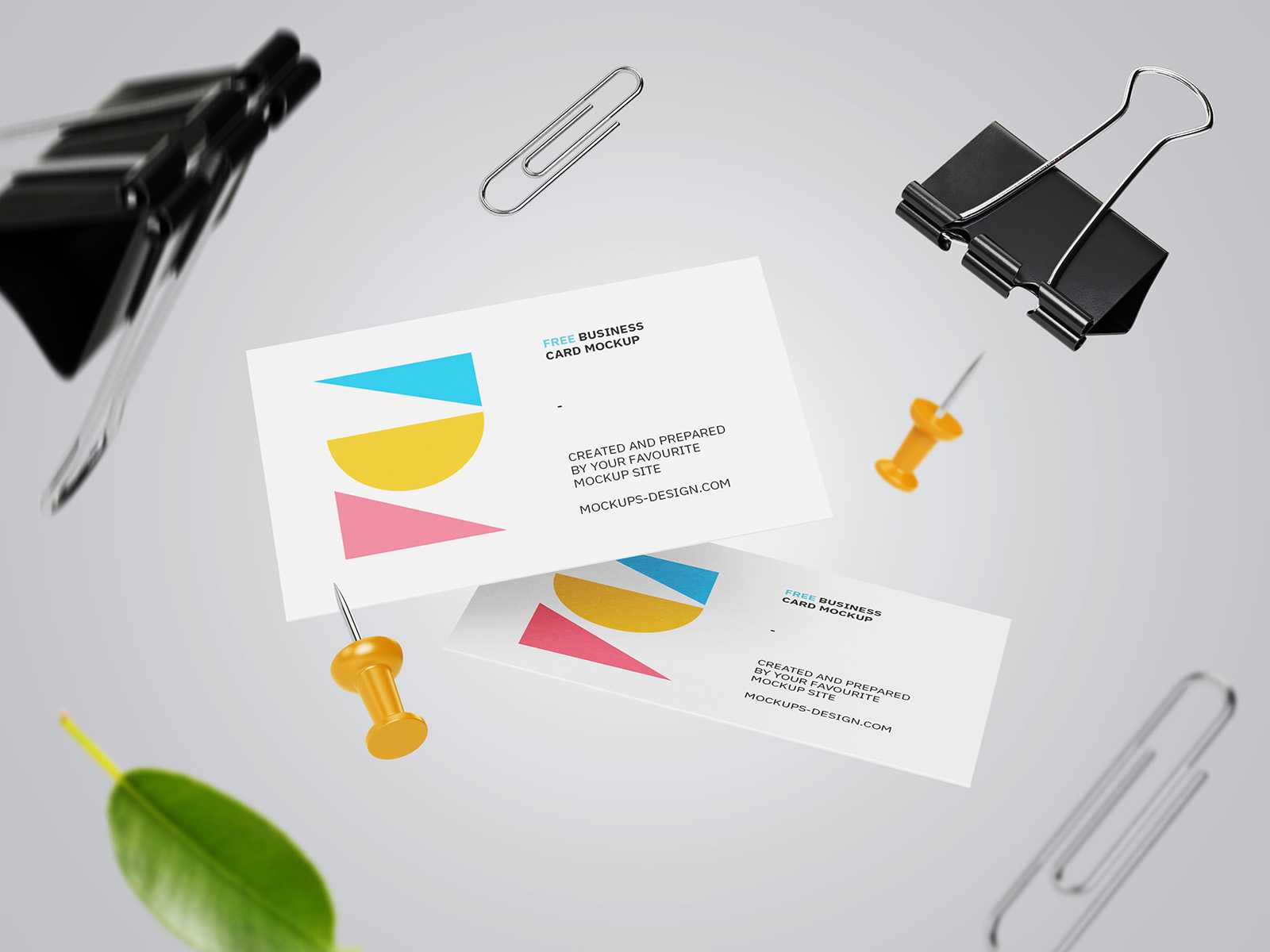 Falling business cards mockup