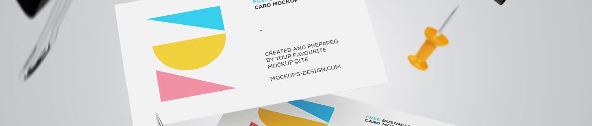 Falling business cards mockup