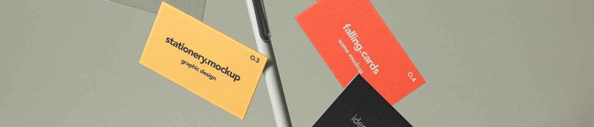Falling Business Cards Mockup