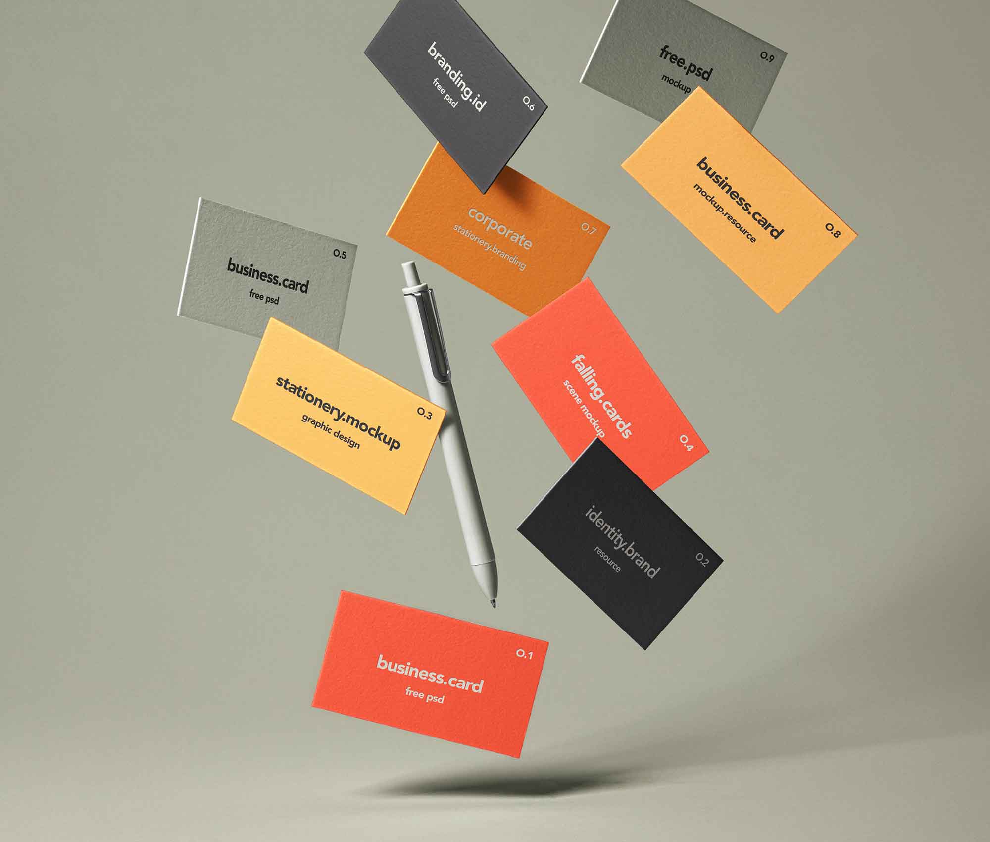 Falling Business Cards Mockup
