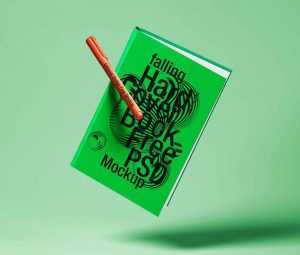 Falling Hardcover Book Mockup
