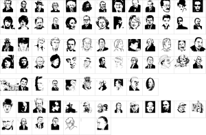 Mapa de caracteres da fonte Famous Faces Font