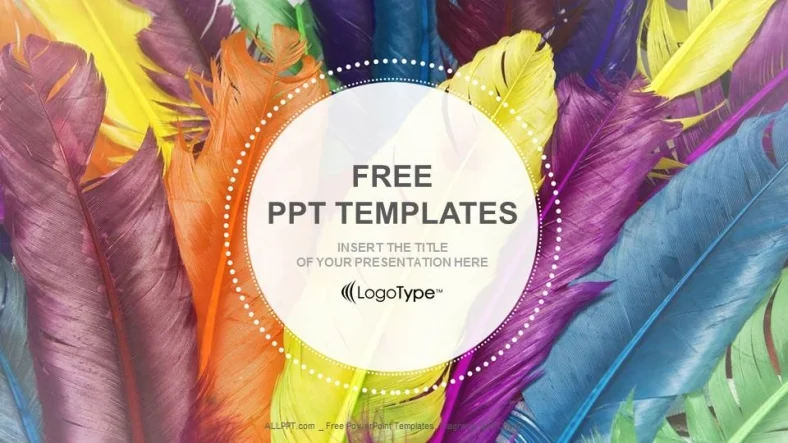 Feathers in colors-Recreation PowerPoint Templates