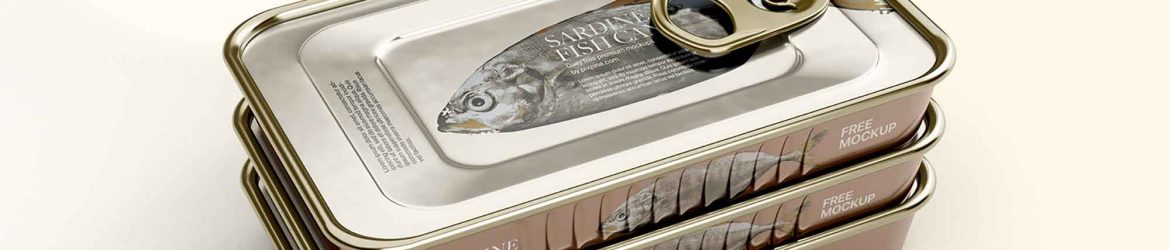 Fee Sardine Fish Can Mockup (PSD)