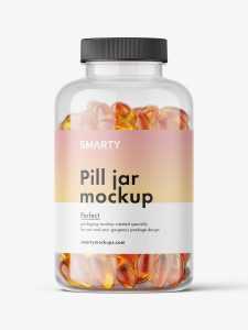 Fish oil capsules jar mockup