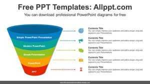 Five Divisions Funnel PowerPoint Diagram