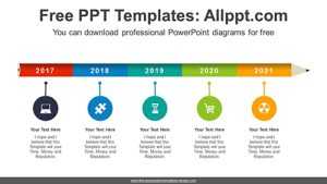 Five Halved Pencil PowerPoint Diagram