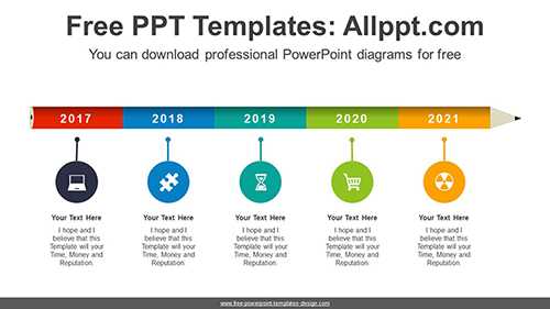 Five Halved Pencil PowerPoint Diagram