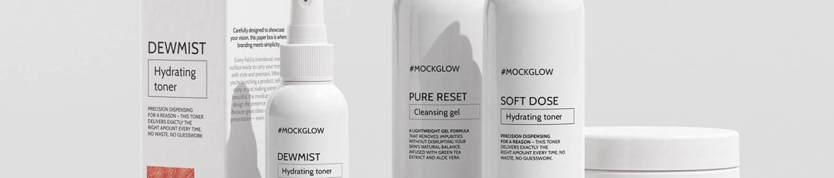 Five-piece cosmetic set mockup