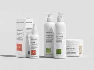 Five-piece cosmetic set mockup