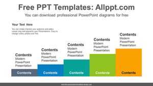 Five terraced podium PowerPoint Diagram Template