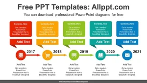 Five Text Boxes PowerPoint Diagram