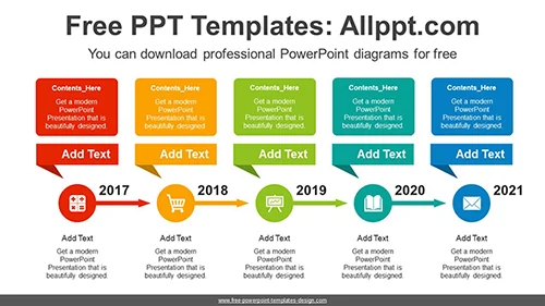 Five Text Boxes PowerPoint Diagram