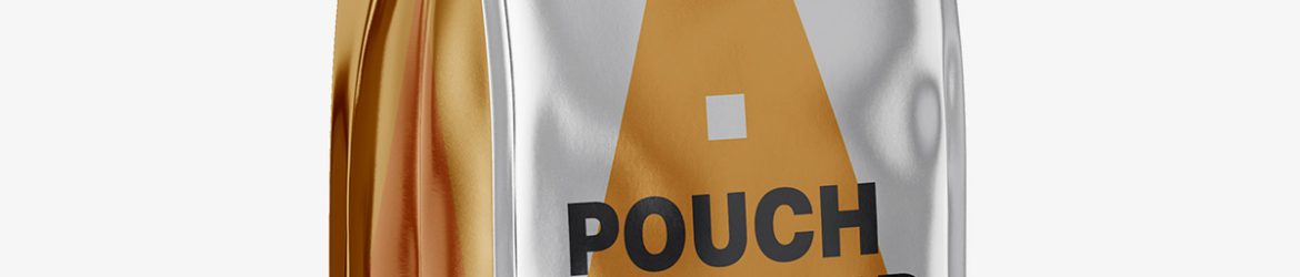 Flat bottom pouch mockup / metallic