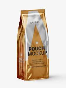 Flat bottom pouch mockup / metallic