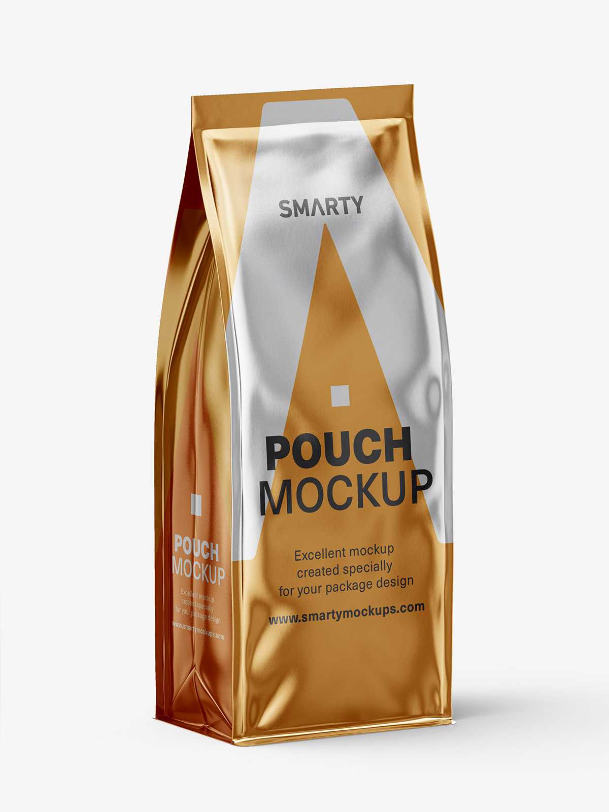 Flat bottom pouch mockup / metallic
