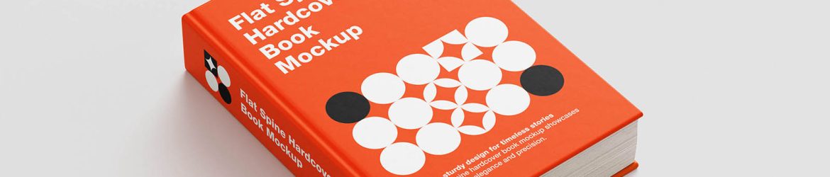 Flat spine hardcover book mockup set